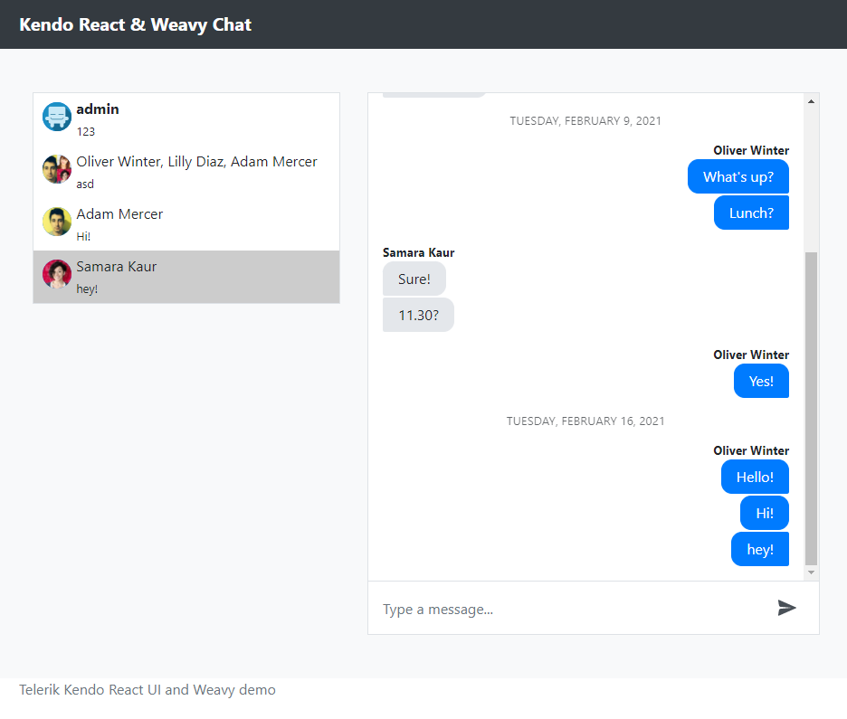 Ui react chat for Tutorial: Build